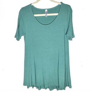 Lularoe shortsleeve scoop neck tshirt blouse L teal green flowy tunic top